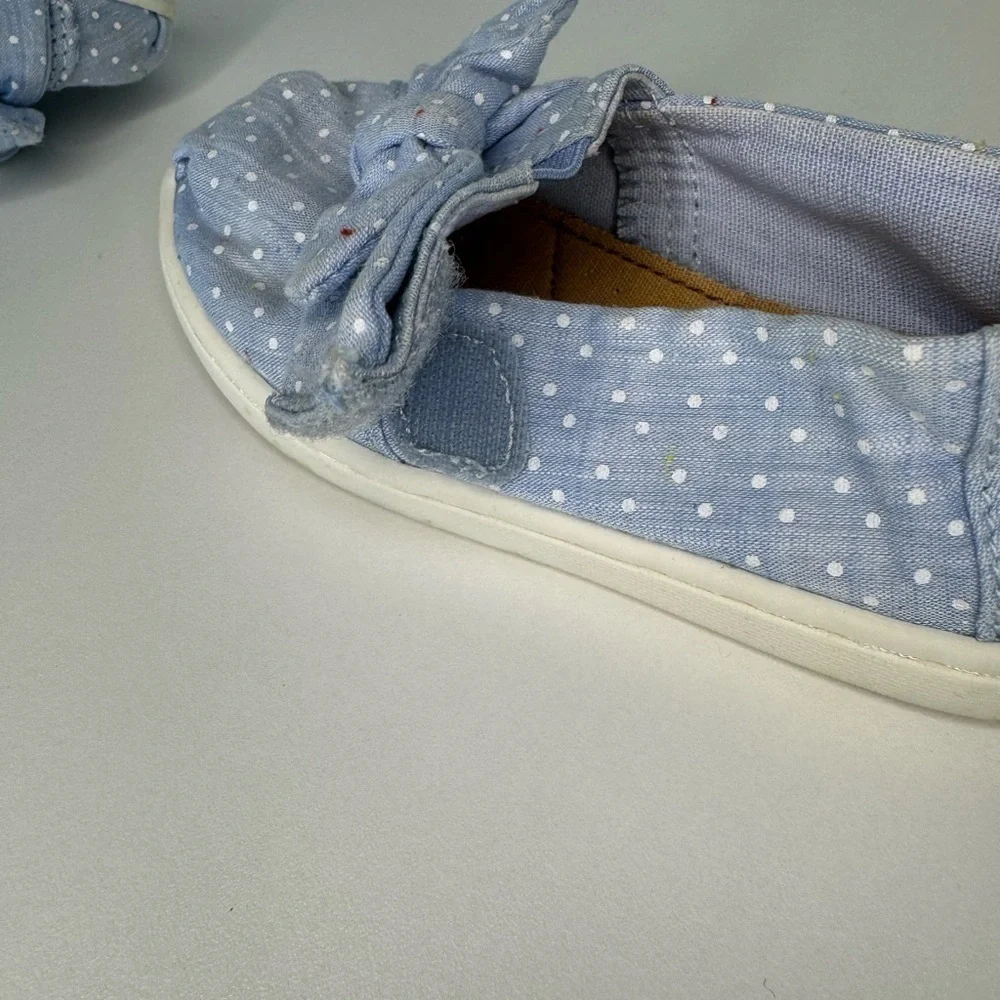 Toms Girls Shoes Light Blue Dots/Bow Toddler 8